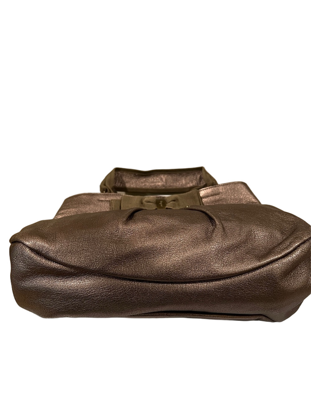 Salvatore Ferragamo Bronze Metallic Taupe Tote with Bow Detail - Picture 5 of 15
